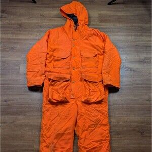 Vtg Cabela’s Gore-Tex Coveralls Mens Medium-R Insulated Hooded Orange USA Made